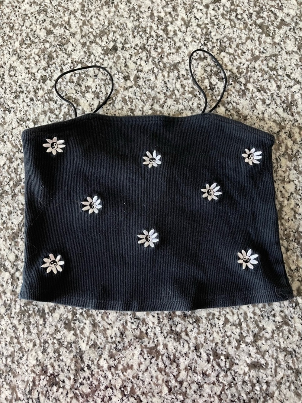 Rue21 Black Daisy Embroidered Cami